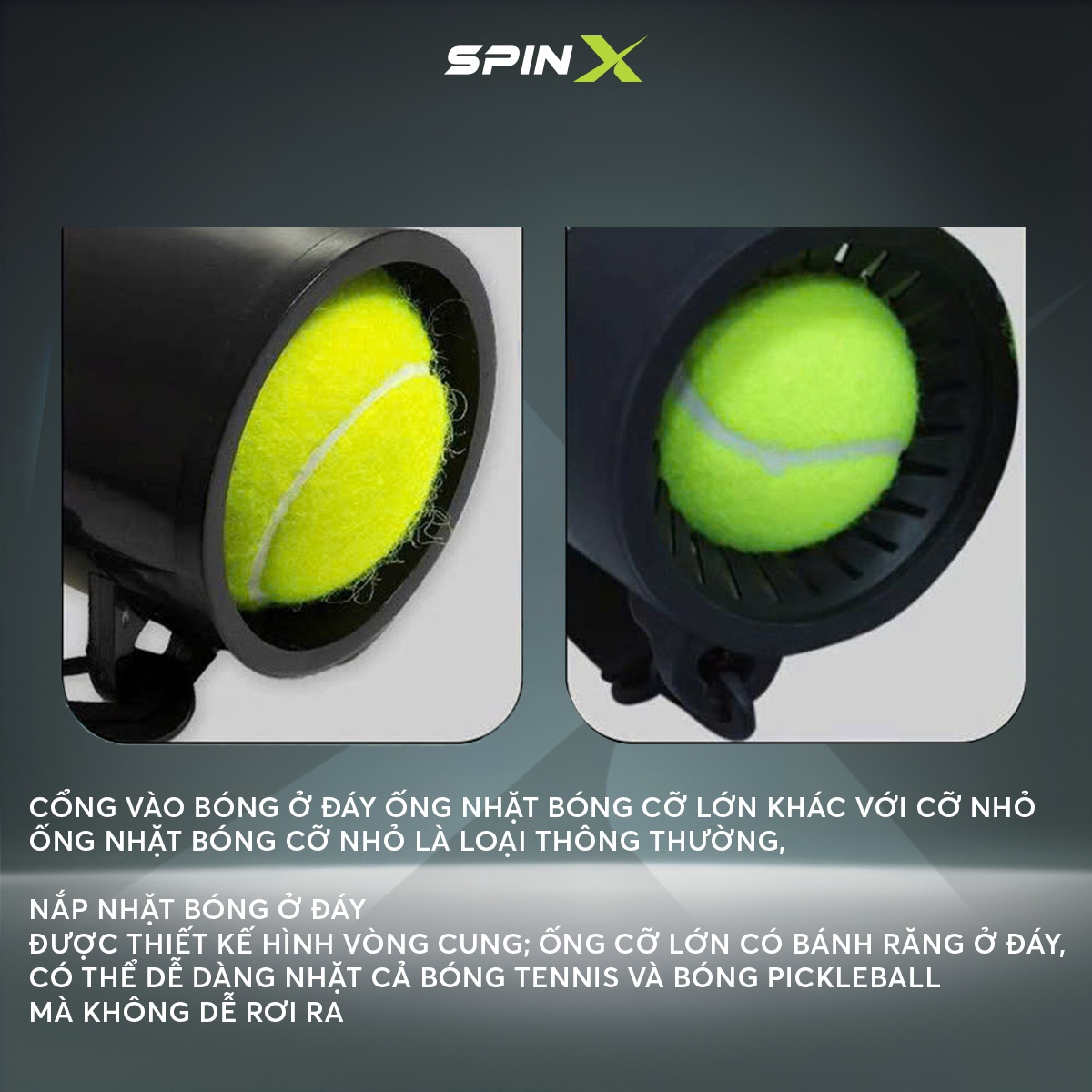 Cây Nhặt Bóng Pickleball/Tennis SpinX Chính Hãng - Có Dây Đeo - Gọn Nhẹ - Độ Bền Cao - Dễ Sử Dụng - Tiện Lợi
